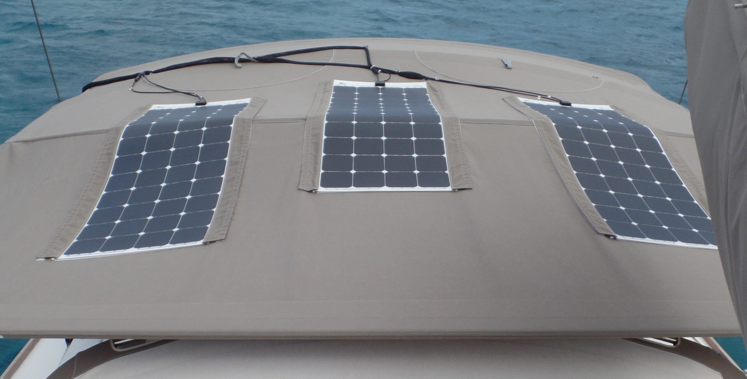 Flexible solar panel on binimi top